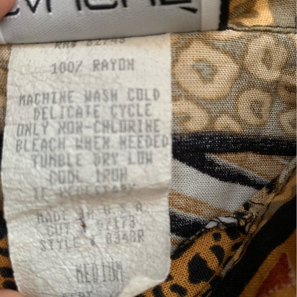 Vintage CALICHE COLLECTION Tribal Animal Print Blouse Top Size M - Picture 7 of 8